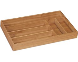 Doodadeals® - Bestekbak Bamboe – Besteklade - 6 Vakken – 27,5 x 46 x 5 cm – Lichtbruin