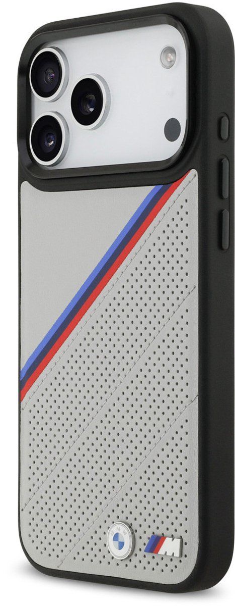 BMW Back Cover - iPhone 17 Pro Max - Grijs - PU Leder - Valbescherming - MagSafe