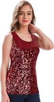 Chemise à Glitter rouges pour femmes - Paillettes - Shine - Chemise - Fête - Paillettes - Haut