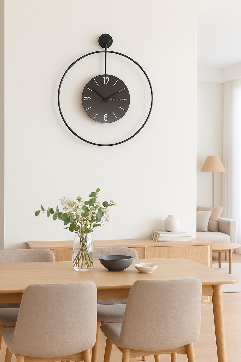 Stille Wandklok Woonkamer Zwart