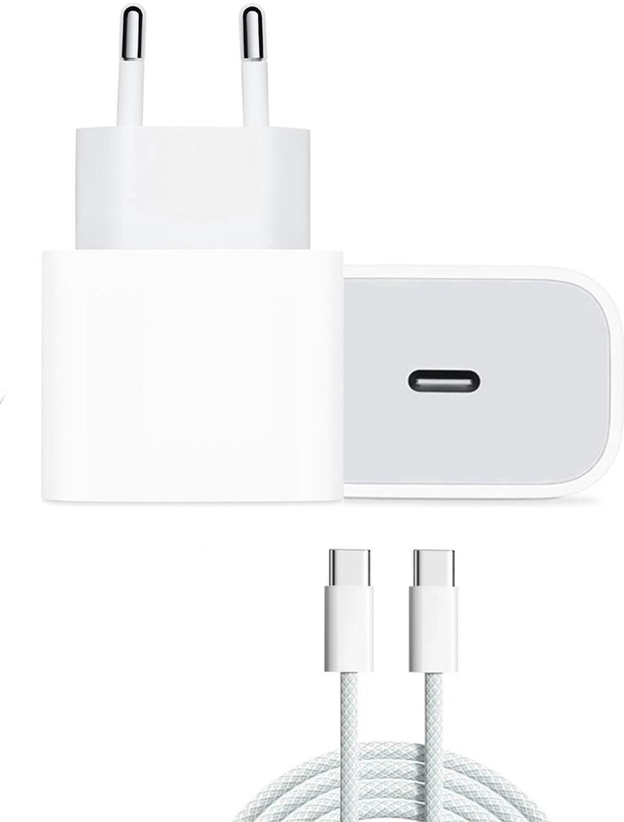 USB C Snellader 20W + USB-C Kabel 1M - Geschikt voor al jouw USB-C Apparaten - Oplader - Fast Charger - USB C Adapter - USB Stekker - Universeel - Wit