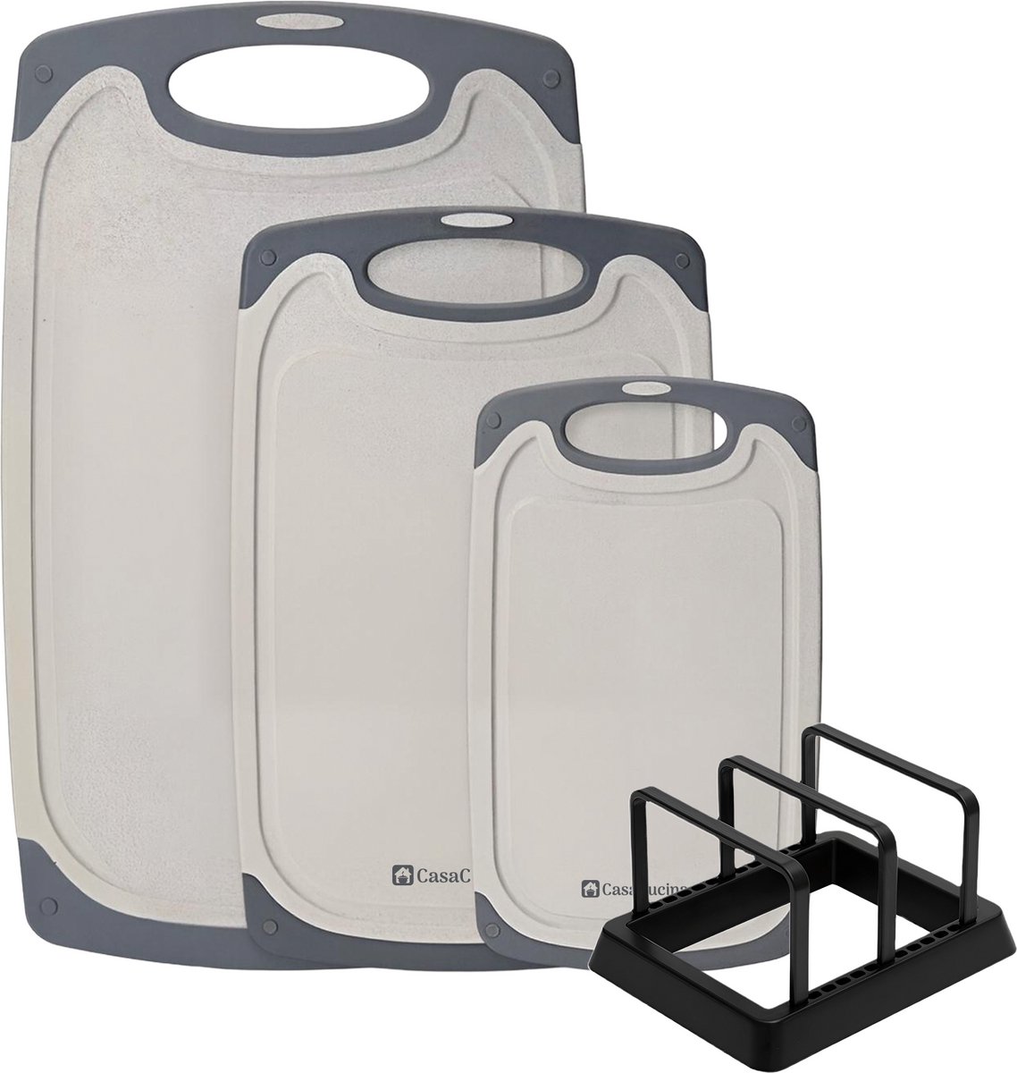 CasaCucina Snijplank Kunststof - Anti-slip - Met Houder - 41x26cm - Vaatwasserbestendig - Wit