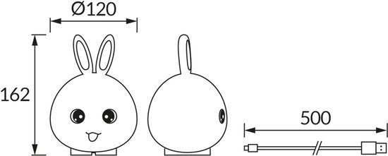 BOBO&RABIT LED - Kinder Nachtlampje - Tafellamp / Nachtlamp - Draagbaar - Touch - Accu - 1.5 watt - RGBW van Merkloos — afbeelding 5