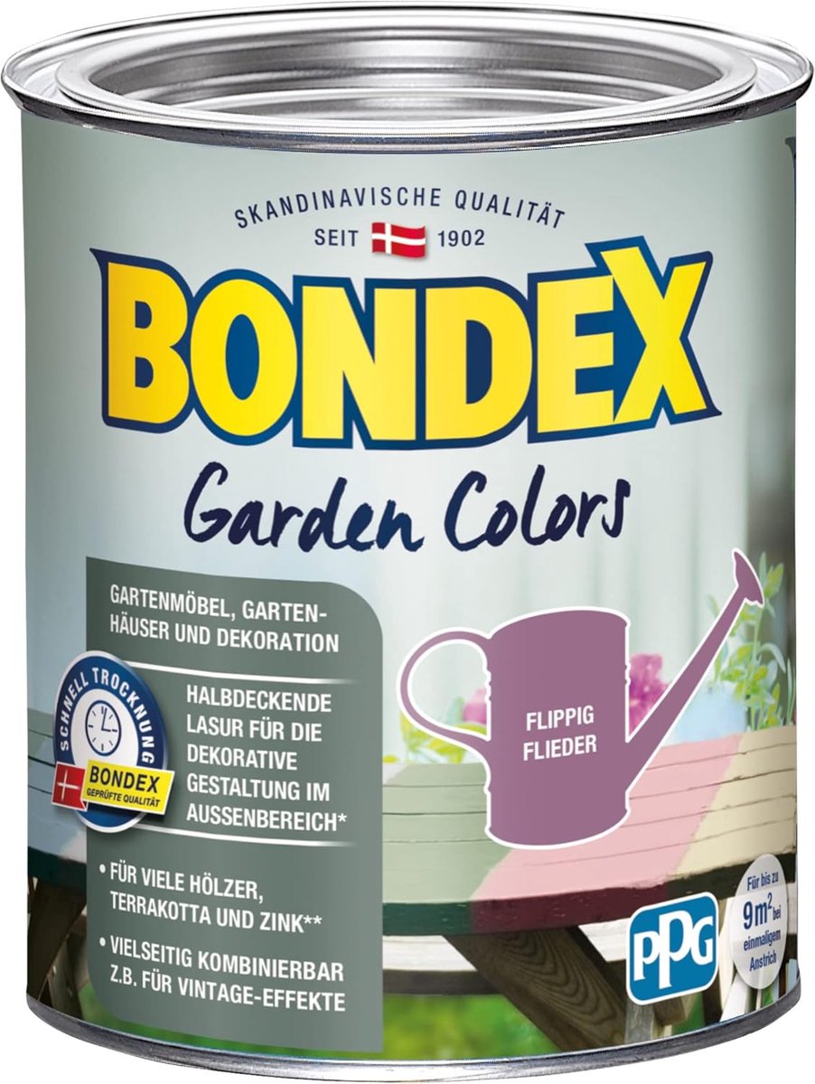 Bondex Garden Colors Funky Lilac 0,75 L voor 9 m² | Semi-dekkende verf | Vintage flair | Decoratieve houtverf | Zijdeglans | Beits