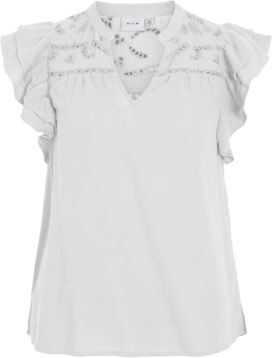 VILA - VITARJA V-NECK S/L EMB TOP - Dames - Blouses