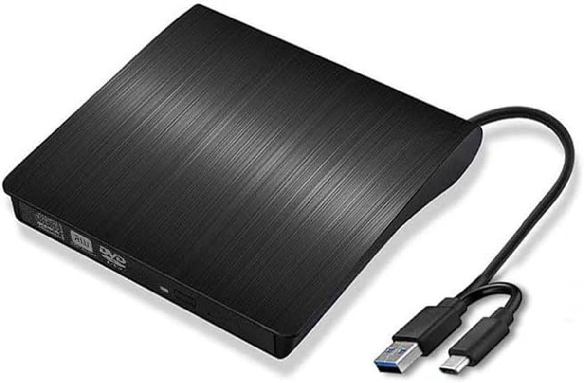 Externe CD/DVD-drive voor laptops - USB 3.0 & Type-C, draagbaar