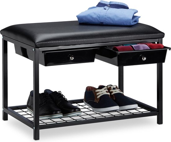 Opbergbank met 6 lades - Comfortabele zitting - 1 stuk - Crème - 39 x 76 x 38 cm