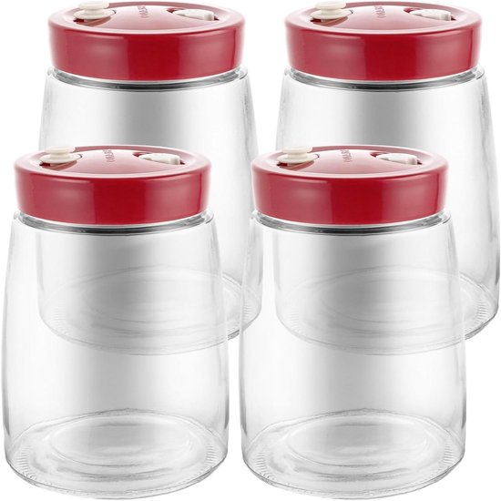 Allecto plus - Set van 4 fermentatieglazen, 1,4 liter met luchtafvoeropening voor kefir, kimchi, zuurkool - haver_overnachtings .