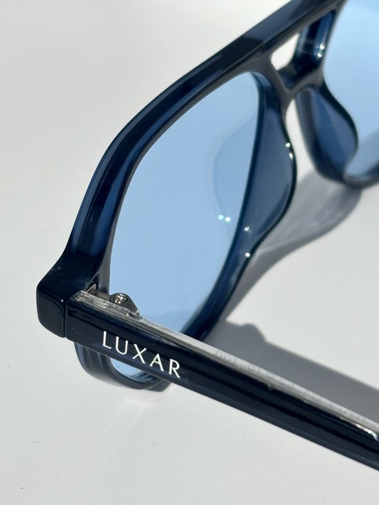 LUXAR Zonnebril Piloot Zwart/Blauw - Aviator Heren & Dames - Dubbelbrug - UV400 Bescherming van LUXAR — afbeelding 5