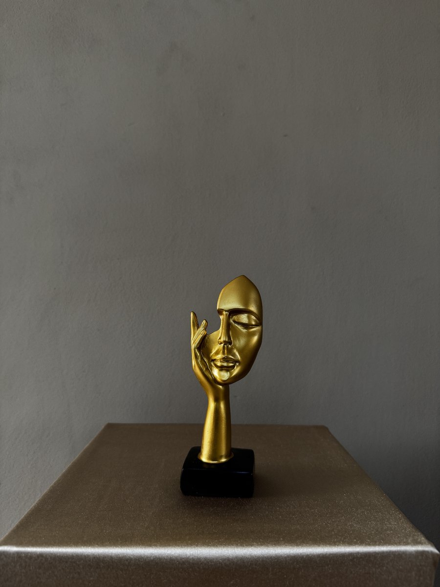 Deco Shine - Gezicht Beeld - Goud - Sculptuur - Decoratie - Cadeau - Standbeeld - 16.5 cm