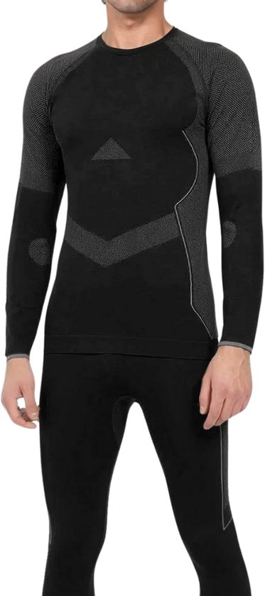 Thermokleding Heren Set - Thermo Ondergoed Heren - Naadloos - Zwart - Maat M/L