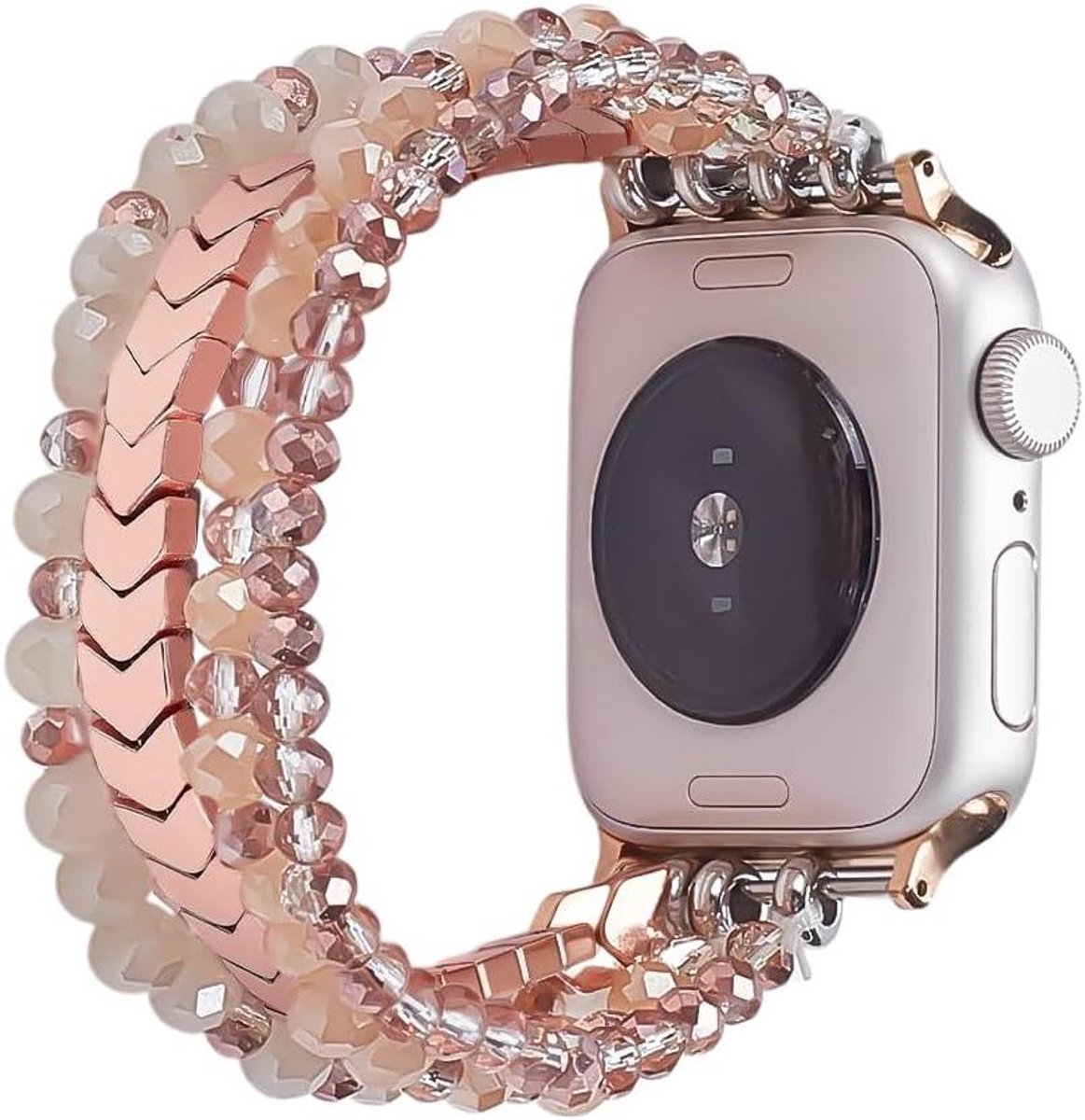 Inovra - Elastische parelarmband met hematietmodus, compatibel met 32 mm horlogeband