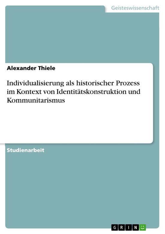Individualisierung als historischer Prozess im Kontext von I ... - cover
