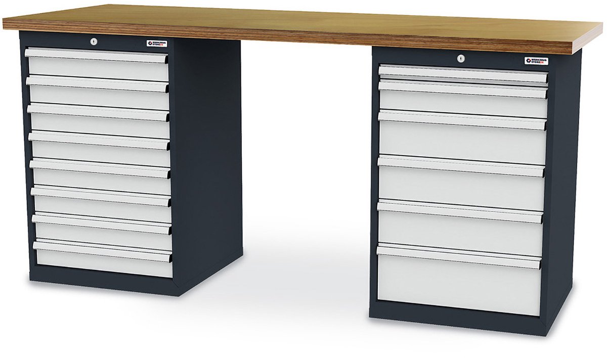 WS24 serie werkbank B x D x H 2.000 x 600 x 960 mm - WS24-100149