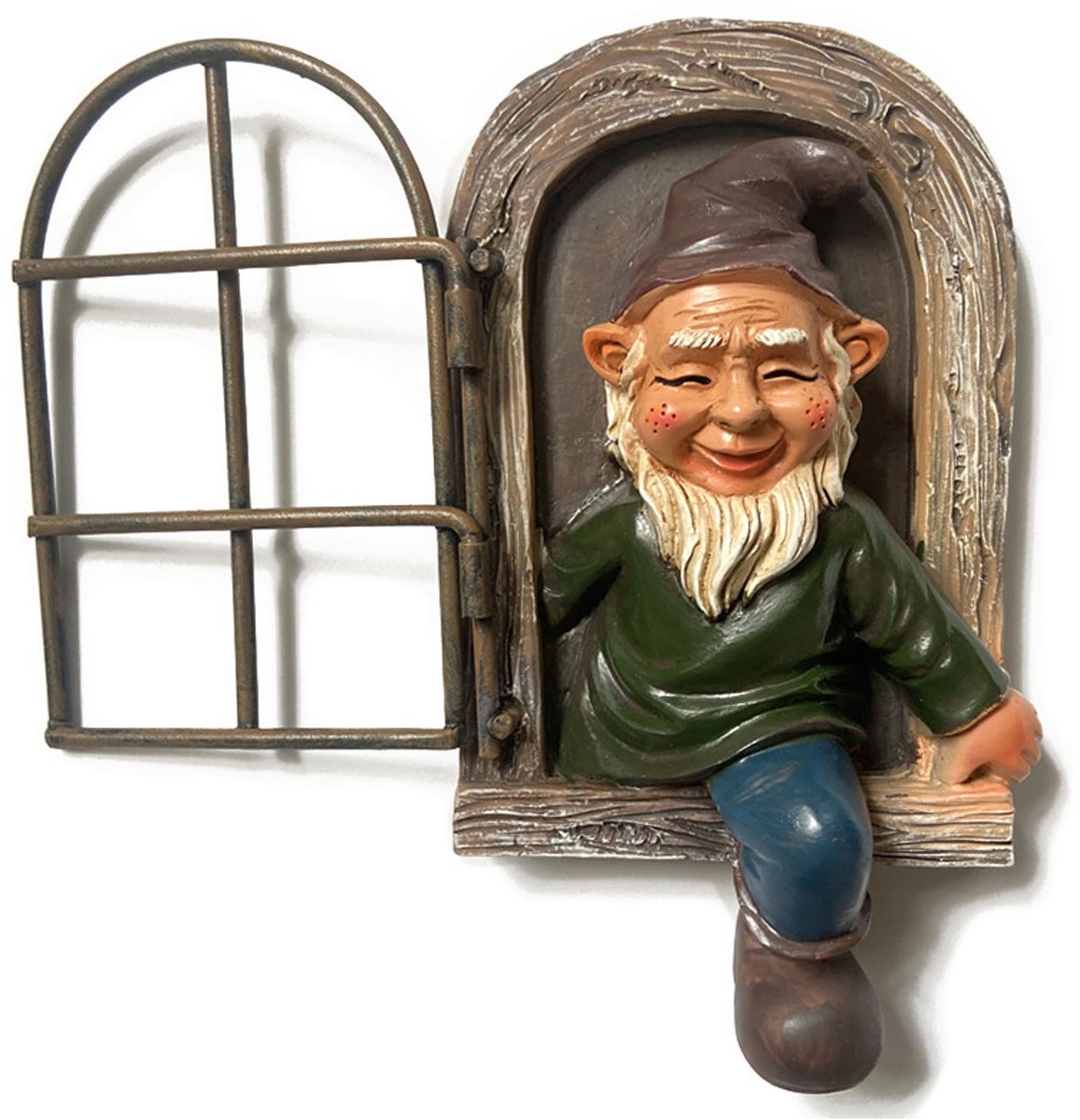 Somstyle Raam Kabouter - Tuinkabouter voor Buiten & Binnen - Tuindecoratie - Tuinbeelden - Multicolor