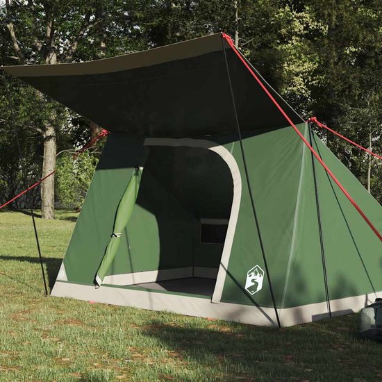 vidaXL - Camping - Tent - met - dak - met - opslag - Groen - 223 - x - 163 - x - 130 - cm - taft van Merkloos — afbeelding 2