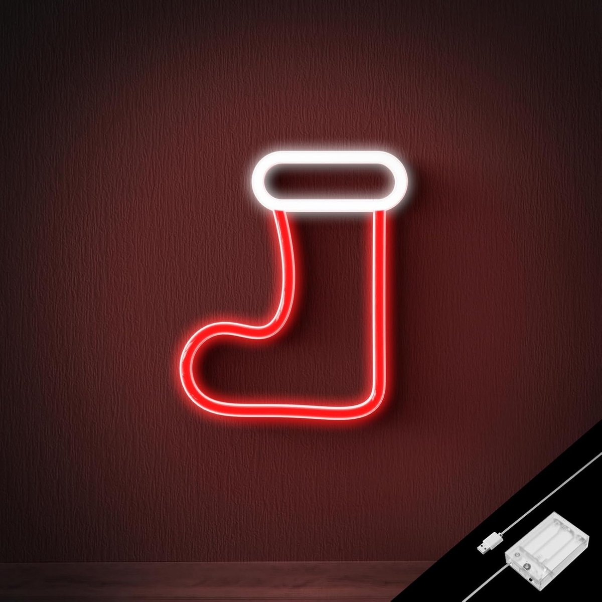 Daity Kerstkous neonverlichting - USB- en batterijgevoede kerstverlichting voor binnen en buiten - kerstfeestdecoraties - slaapkamer - woonkamer - kerstdecoraties voor thuis