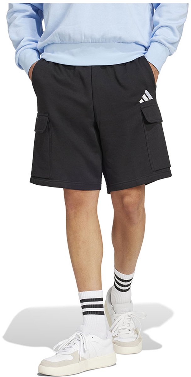 Adidas Essentials Feel Cozy Fleece Cargo Shorts Man Zwart