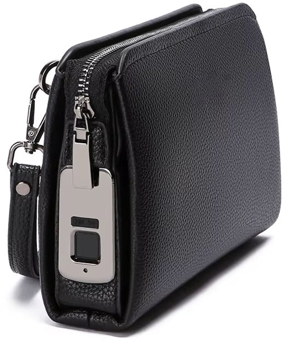 Heren Clutch Tas – Anti-Diefstal Portemonnee met Vingerafdrukslot – Grote Capaciteit – Zakelijke Handtas voor Mannen – RFID Bescherming