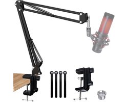 Verstelbare Boom Arm Microfoonstandaard – Schaararm Suspension Stand Compatibel met HyperX QuadCast, QuadCast S, RGB USB Condensator Microfoon