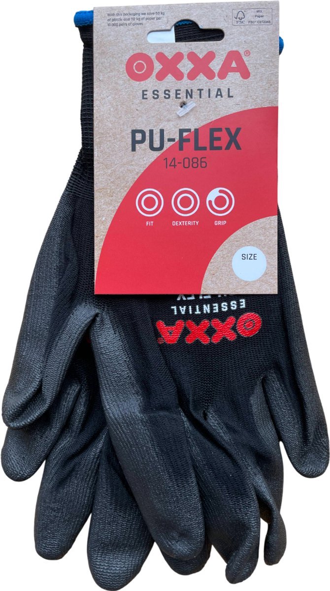 M-Safe Oxxa handschoen PU-Flex 14-086 Zwart maat 11/XXL - Set à 12 paar