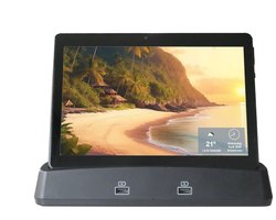 Digitale Fotolijst, Gratis App + Basis Station, WiFi+4G-SIM, 10.1 inch Hi-Res IPS LCD+Camera + Bluetooth Speakers in Basis Station, Draadloos opladen, Ontvangen Foto's en Video's samen in Diashow, ook Video Bellen