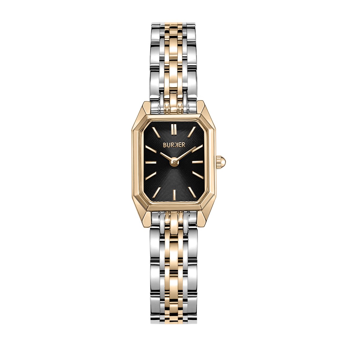 BURKER Isabell Petite Horloge Dames - Rechthoekig - Zwart Goud Zilver - Schakelband - 29 mm