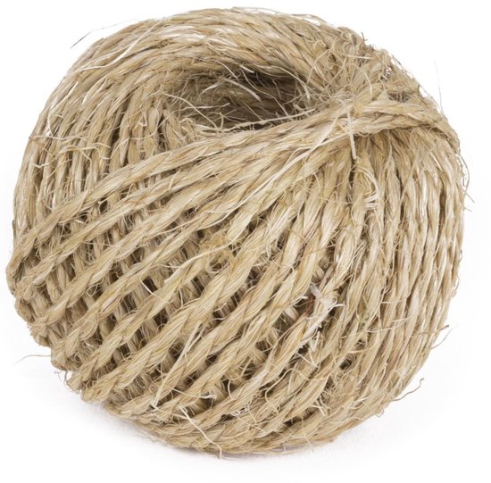1 rouleau de corde de sisal marron clair - 25 mètres - 100 grammes - corde sur un rouleau - corde d'emballage / corde de loisir / corde pour le bricolage