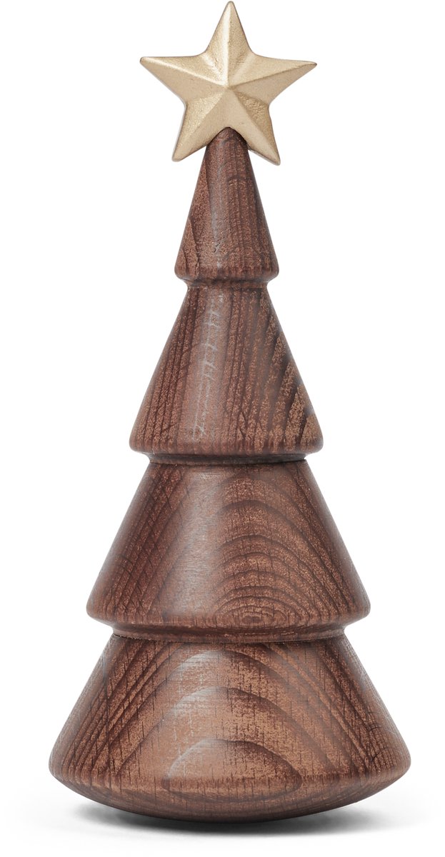 Spring Copenhagen Wooden Figure Tumbler "The Christmas Tree Gold Star" 83g H13.8xW6.0xL6.0cm (made in Vietnam) speelgoedfiguur kinderen en volwassenen