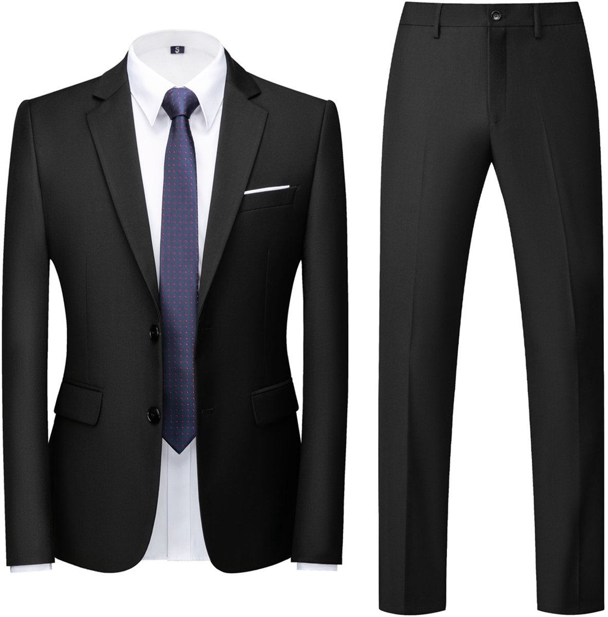 Allthemen Tweedelig Herenpak - Twee knoops Middenspleet Slim Fit - Zakelijke en Avondkleding - M
