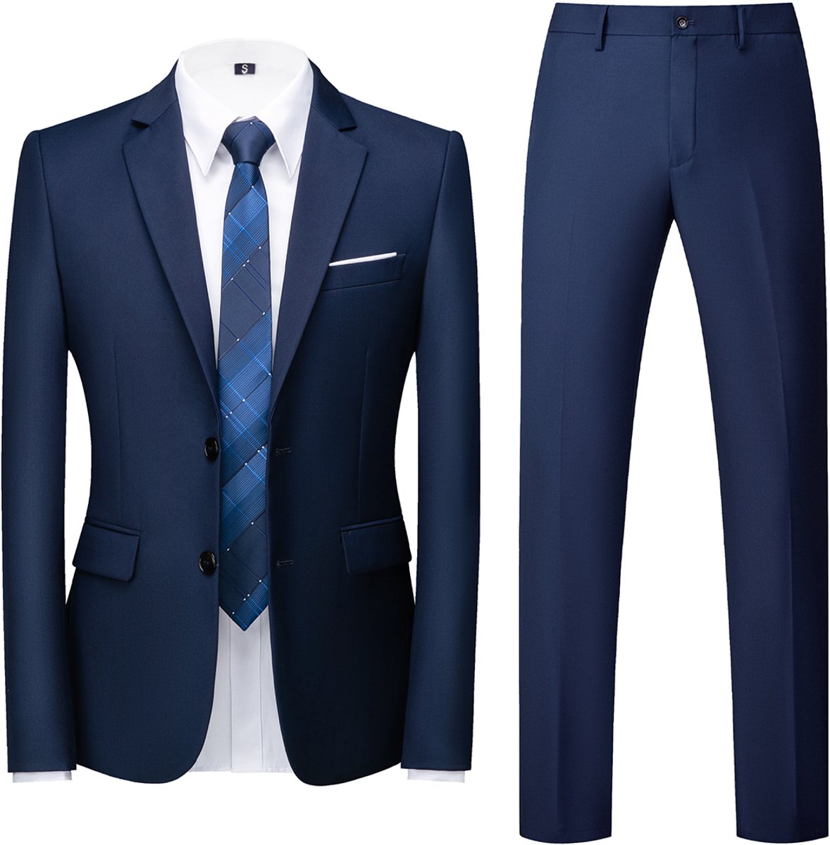 ALLTHEMEN Tweedelig Herenpak - Twee knoops Middenspleet Slim Fit - Zakelijke en Avondkleding - M