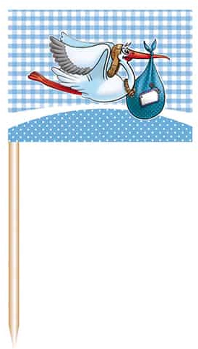 Folat - Geboorte prikkers met ooievaar blauw
