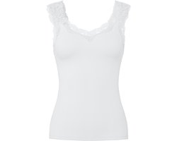 Pieces hemdje met kant - Lace Top - Barbera - Viscose kanten onderhemd - Singlet met brede bandjes - Zwart - Beige - Wit - XXL
