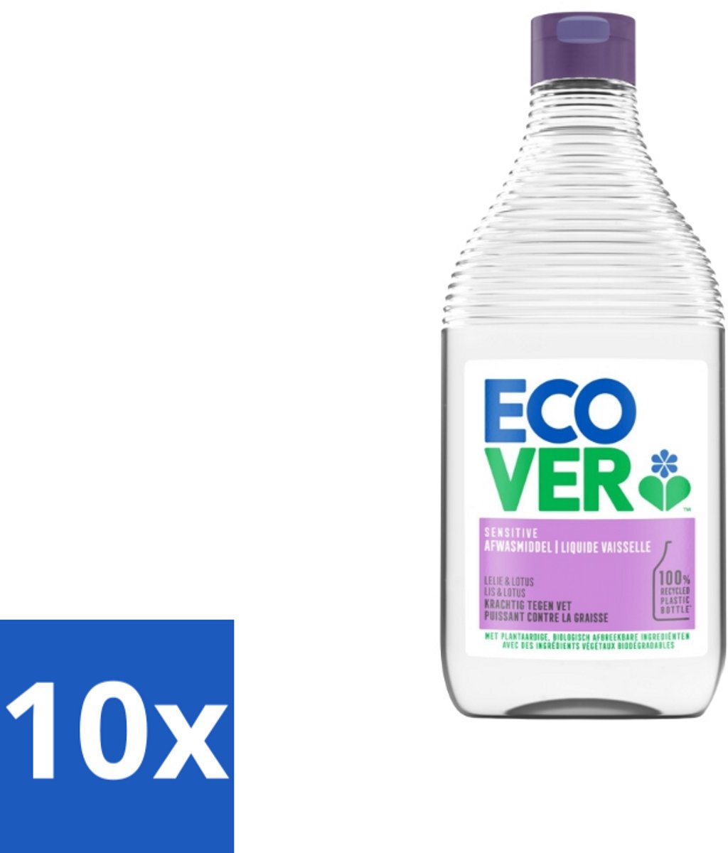 10 x Ecover - Afwasmiddel - Lelie & Lotus - 450 ml - Ecover Afwasmiddel - Afwasmiddel Lelie Lotus - Plantaardig Afwasmiddel - Afwasmiddel 450 Ml - Afwasmiddel Vegan
