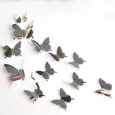 3d muurstickers | vlinder | spiegelend | kinderkamer | babykamer | decoratie | 12 stuks | zilver