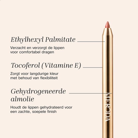 Goudkleurige lippenstiftpotlood met een roze punt.