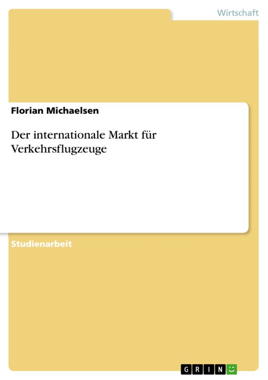 Der internationale Markt für Verkehrsflugzeuge - cover