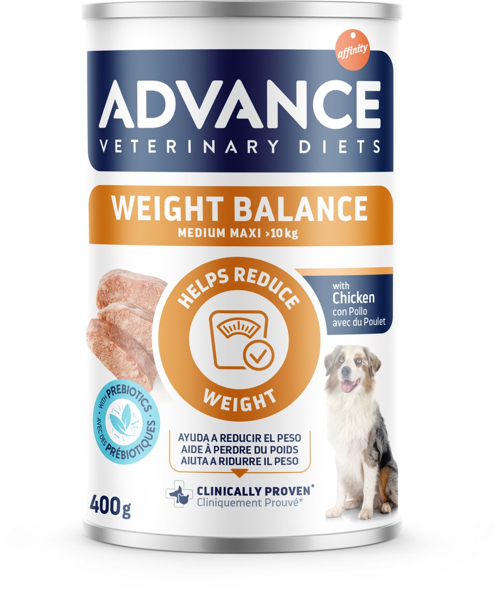 Advance Hondenvoer Advance Veterinary Diet - Gewichtsbeheersing Natvoeding Kip - 6x400gr Vezelrijk met L-Carnitine