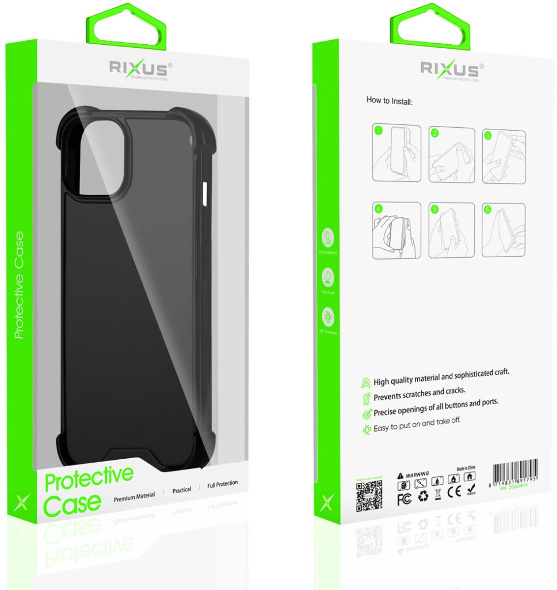 Rixus Anti-Burst Case For iPhone 14 Plus Black