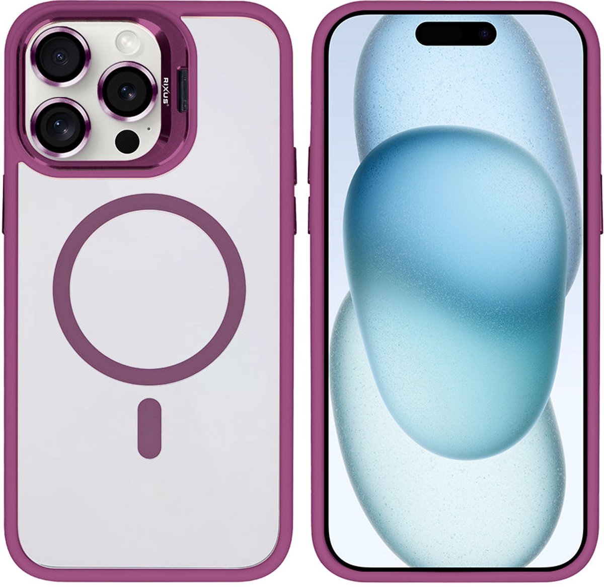 Rixus Classic 03 Case With MagSafe For Apple iPhone 14 Pro Max Dark Pink