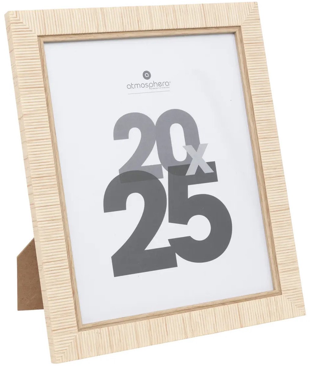 Atmosphera Fotolijstje Bali - voor 20 x 25 cm foto - beige - mdf/glas - ornament frame 24.5 x 29.5 cm - staand/hangend
