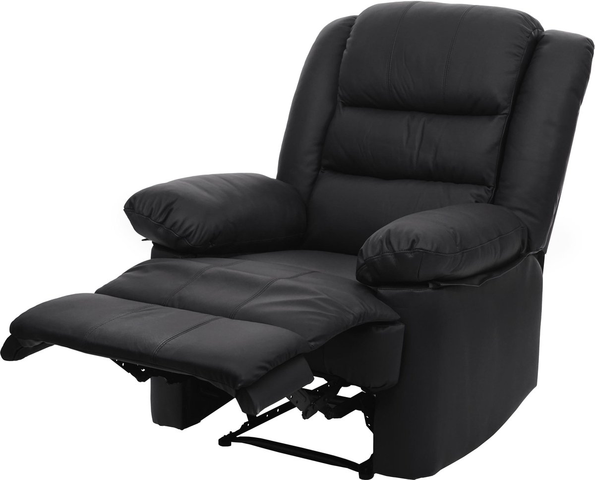 MCW TV-fauteuil MCW-G15, relaxfauteuil, leder + kunstleder 101x87x100cm ~ zwart