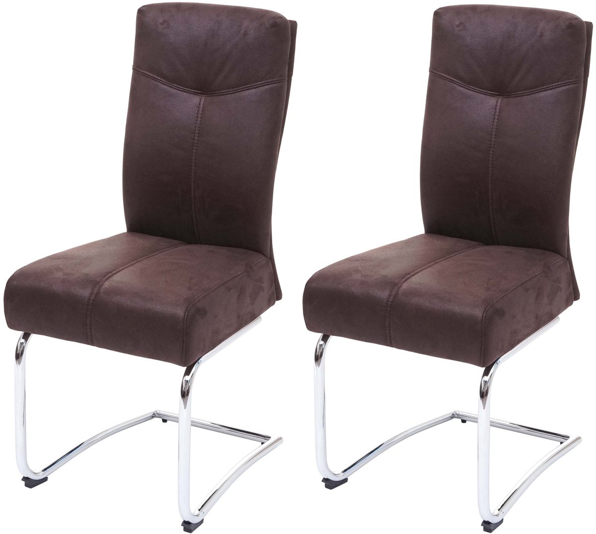 MCW Set van 2 eetkamerstoelen MCW-G56, keukenstoel sledestoel, textiel suèdelook ~ bruin