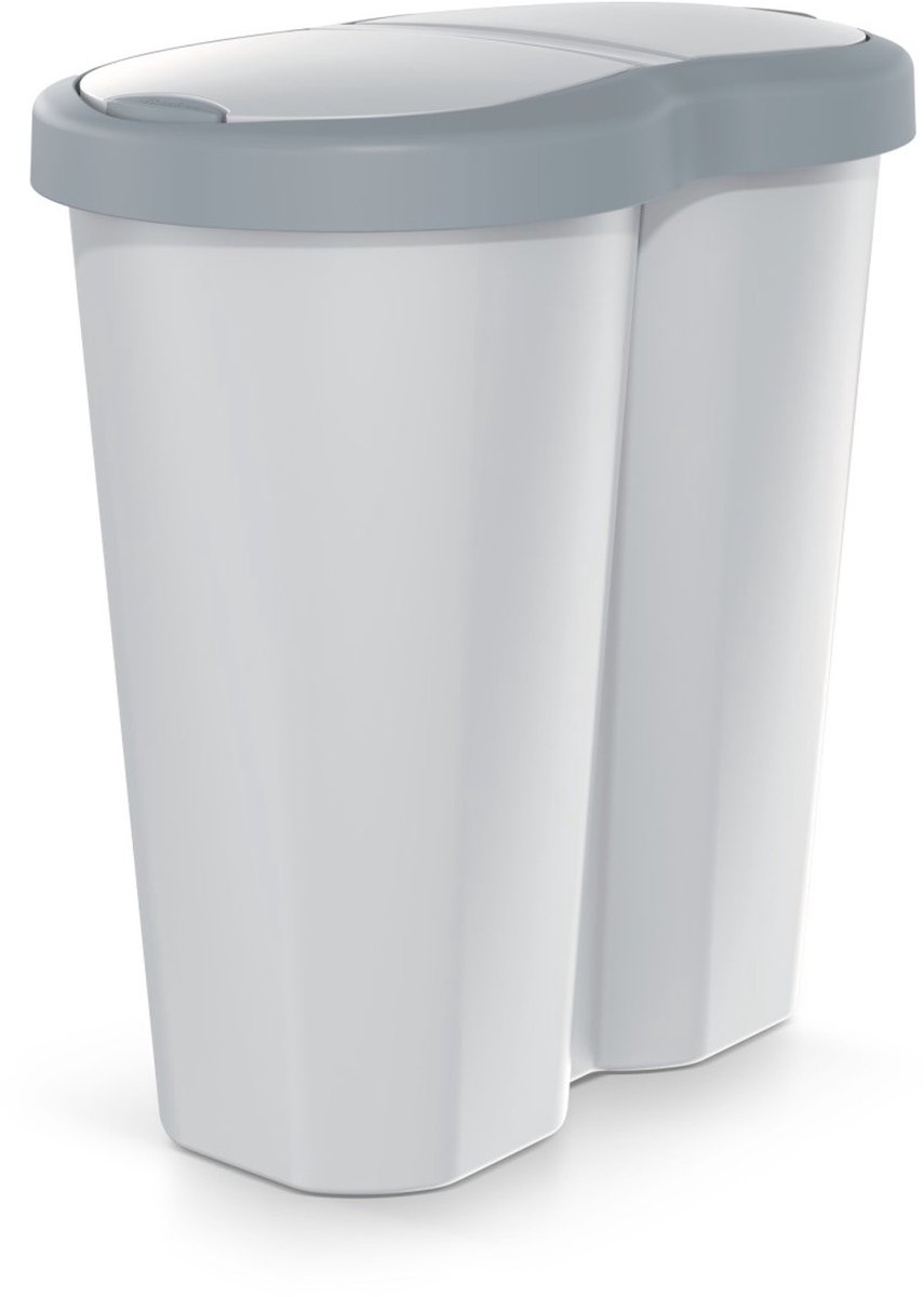 Compacta R Duo NDRF40-429U_427C -Afvalmand - Prullenbak 40L - één vak twee deksels - grijs/asgrijs