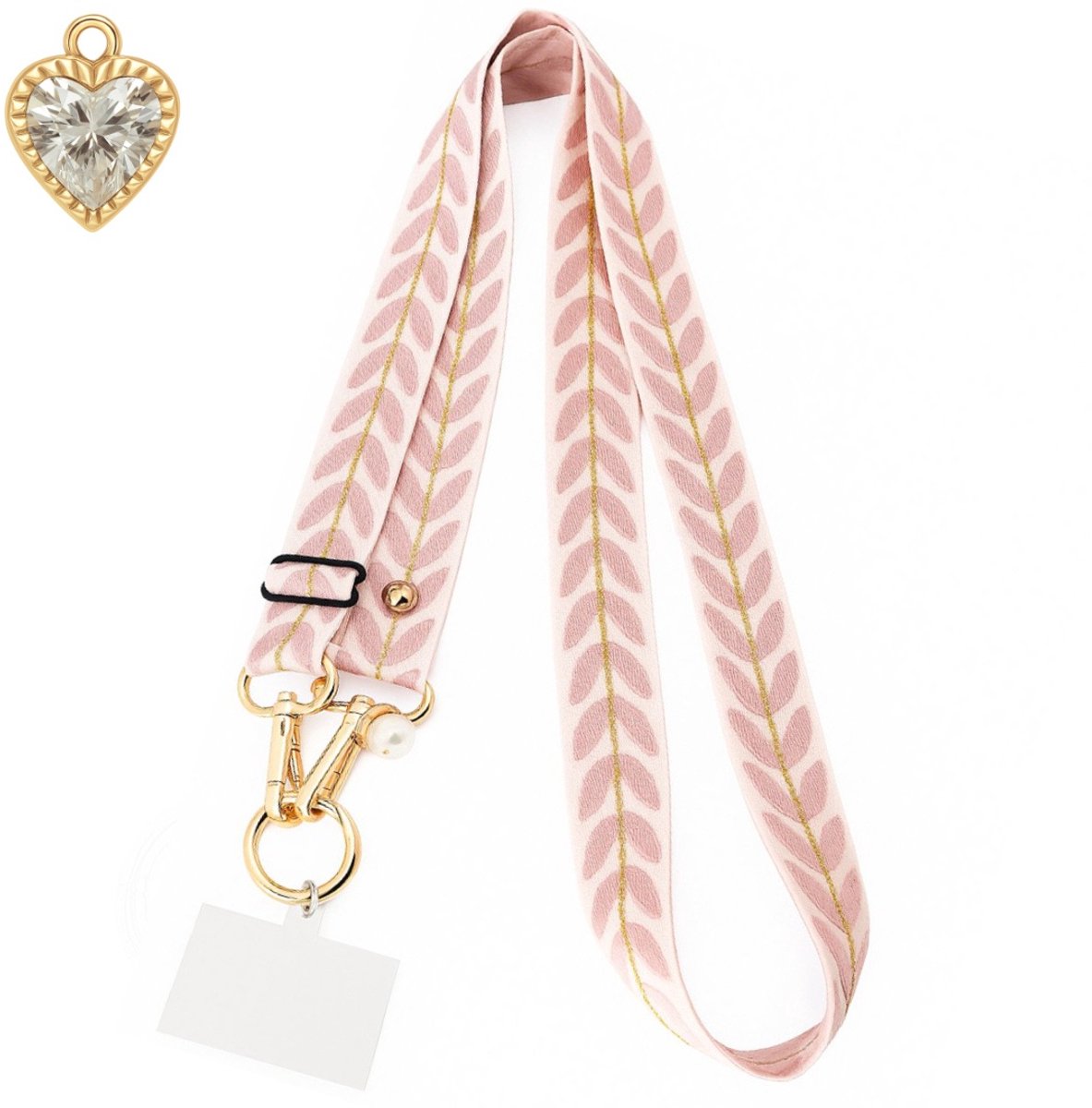 ADEL Crossbody Telefoonkoord Universeel voor o.a. iPhone & Samsung - Phone Cord / Telefoonketting Incl. Bedel - Stevig Telefoon Koord - Plant Roze