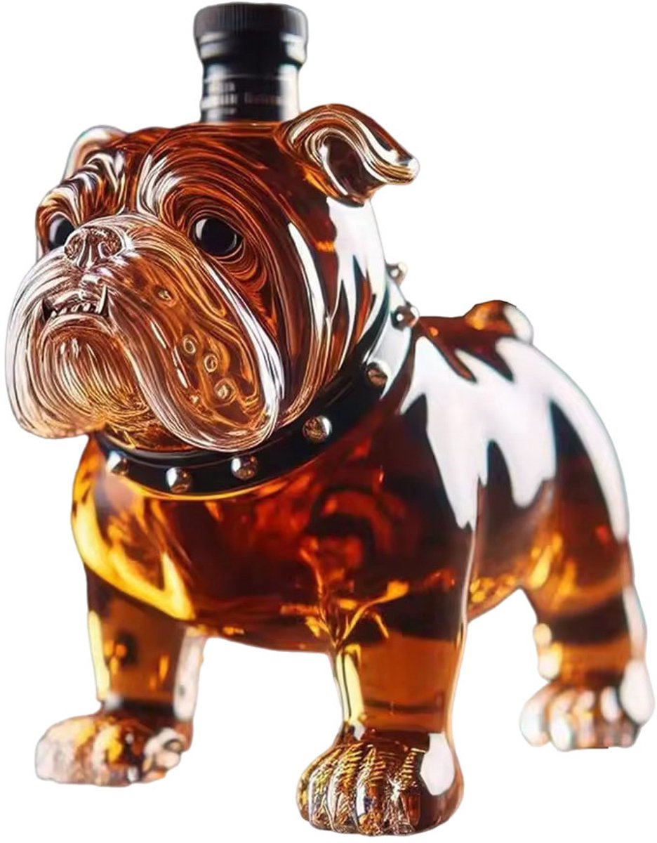 Bulldog drankhouder van glas - Sterke drank - Cadeau - Hond - Kerst - Verjaardag