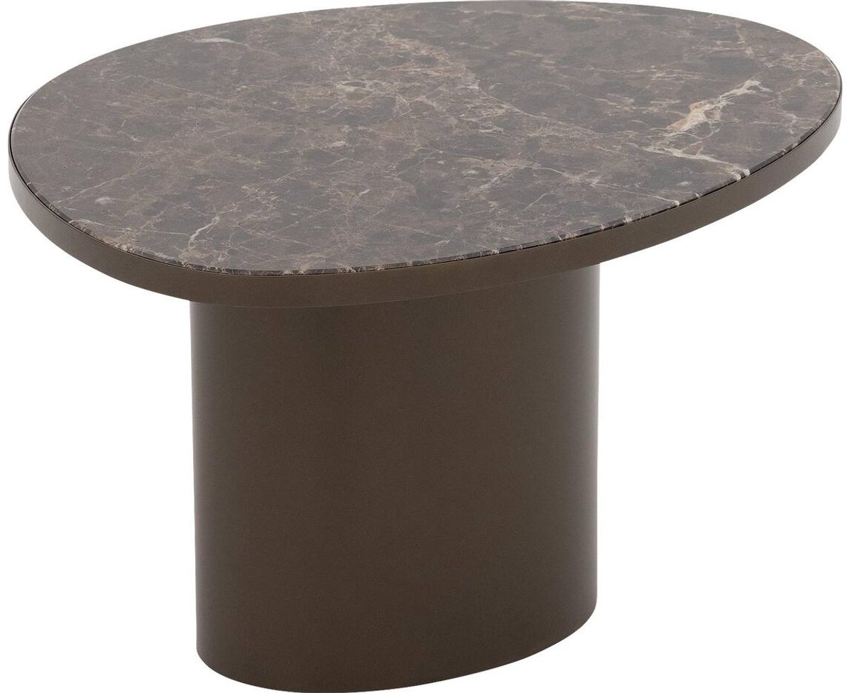 Goossens Solea Salontafel - Marmer - 60 x 36 x 50 cm - Rond - bruin