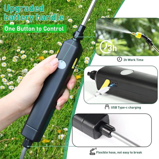 Paco Goederen® Elektrische sproeier - Drukspuit - Tuin sproeier - Tuinslang - Oplaadbare sprinklersproeier - 8L Automatische elektrische sproeier van Paco Goederen — afbeelding 4