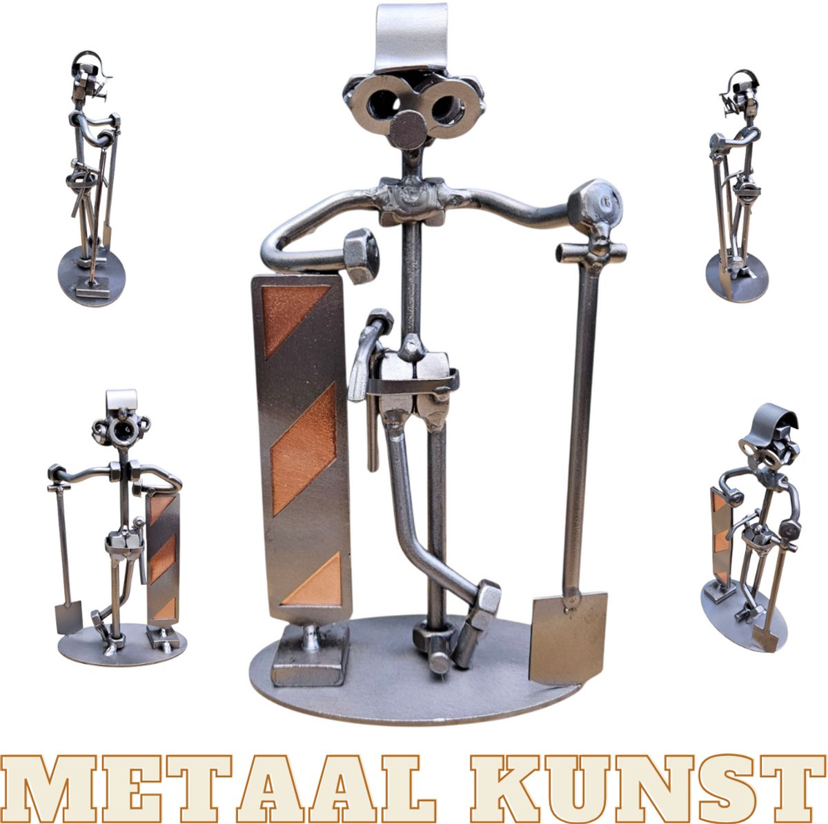 Bouwvakker-metaal beeld-metaal kunst-stratenmaker-uniek-het best cadeau-sinterklas gift-kerst-geschenk