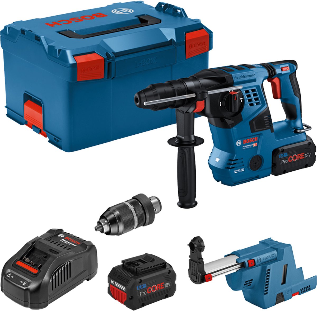 Bosch GBH 18V-28 CF Boorhamer (2xPC18V 8,0Ah,GAL1880) - 0611921003
